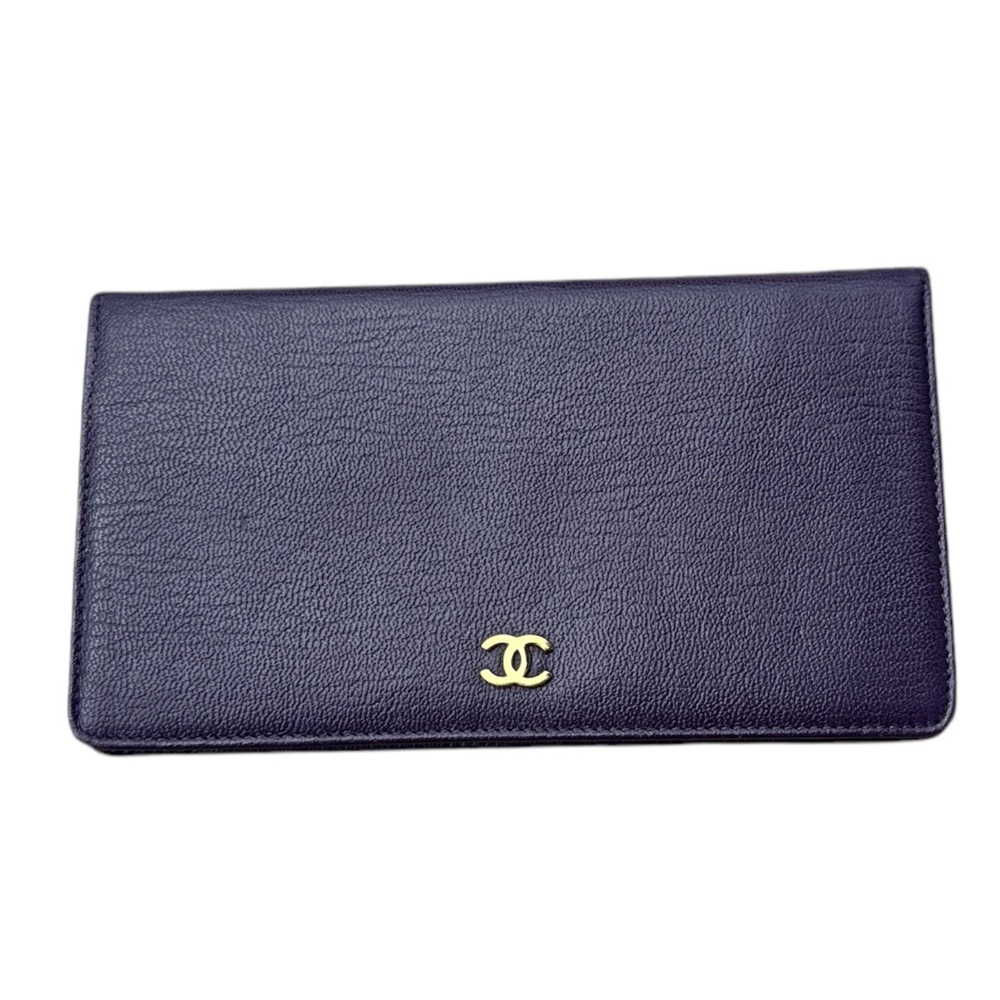 Chanel Lambskin Long Flap Purple Wallet and COA